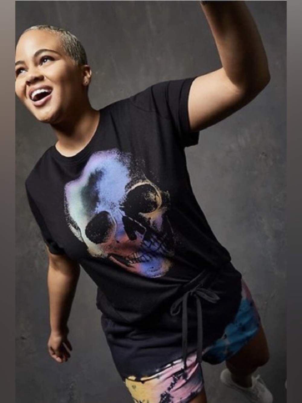 Torrid LOVESICK Black Skull Cuffed Sleeve Crew Tee Shirt 2X